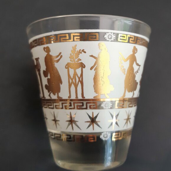 VTG Mid Century Set of 6 Lowball Whisky Glasses Tapered Aldon Goddess Starburst - Picture 7 of 15